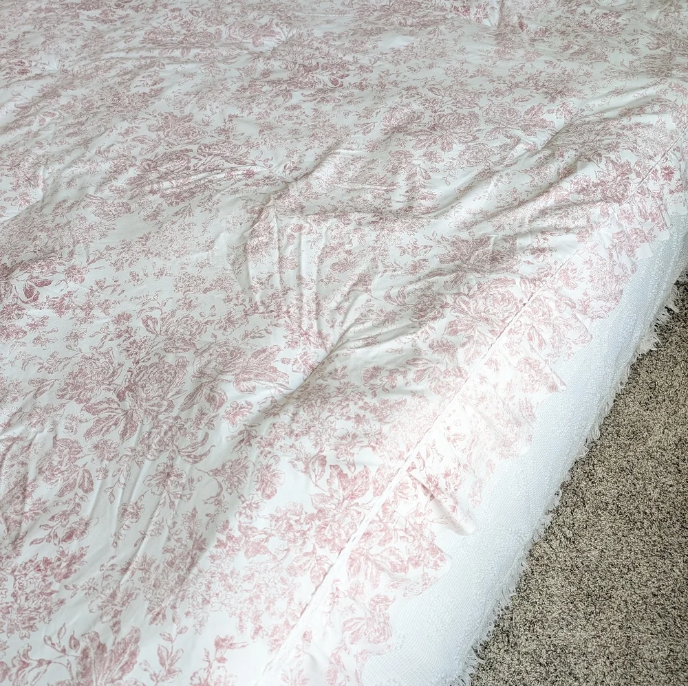 Rachel Zoe Pink Floral Quilted Comforter Twin Cottagecore Shabby Chic 90x66